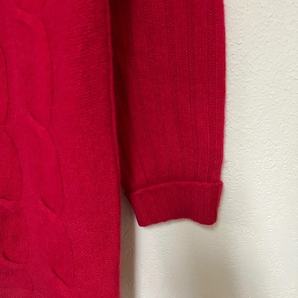 VTG The limited angora wool blend cherry red v-neck cableknit sweater S